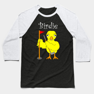 Birdie Golfing Chick White Text Baseball T-Shirt