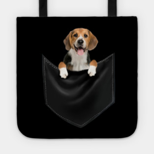 Beagle Dog inside Pocket, Love Beagle Dogs Tote