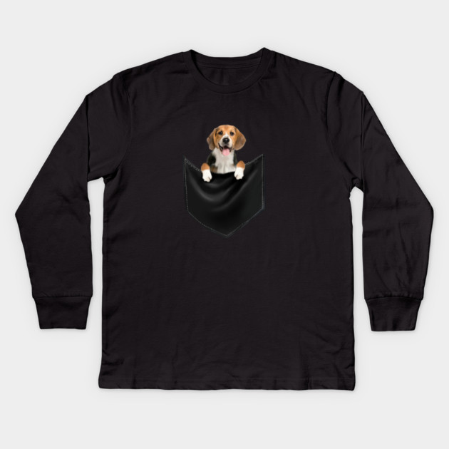 Beagle Dog inside Pocket, Love Beagle Dogs Kids Long Sleeve T-Shirt by logiamerch