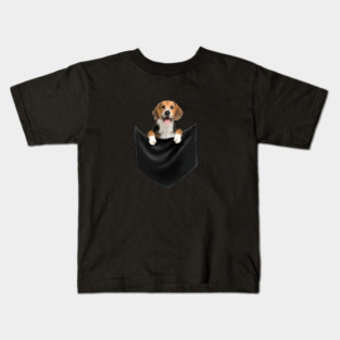 Beagle Dog inside Pocket, Love Beagle Dogs Kids T-Shirt