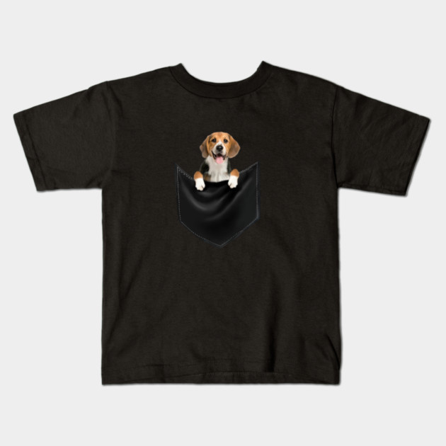 Beagle Dog inside Pocket, Love Beagle Dogs Kids T-Shirt by logiamerch
