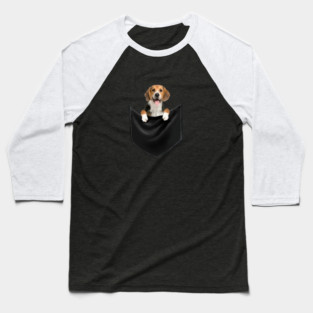 Beagle Dog inside Pocket, Love Beagle Dogs Baseball T-Shirt