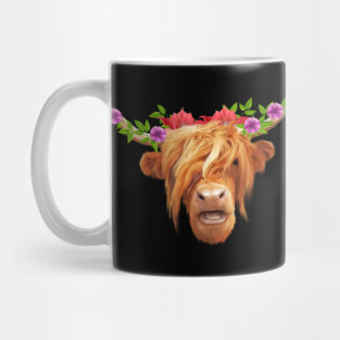Highland Cow with Flowers, Love Cows Mug