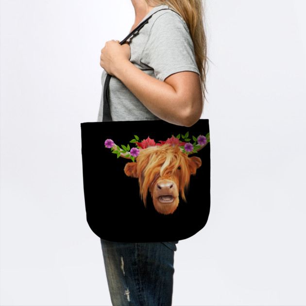 Highland Cow with Flowers, Love Cows by logiamerch