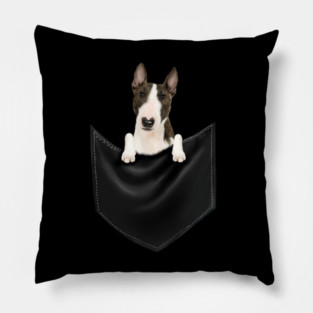 Bull Terrier dog inside Pocket, Funny Bull Terrier Lover Pillow