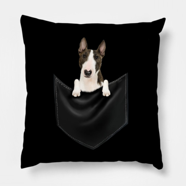 Bull Terrier dog inside Pocket, Funny Bull Terrier Lover Pillow by logiamerch