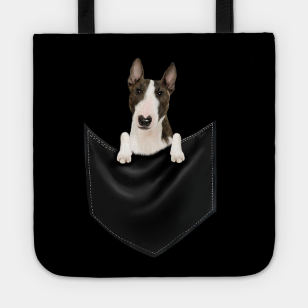 Bull Terrier dog inside Pocket, Funny Bull Terrier Lover Tote by logiamerch