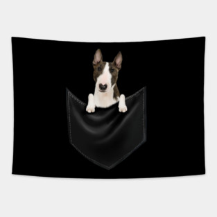 Bull Terrier dog inside Pocket, Funny Bull Terrier Lover Tapestry