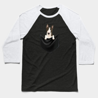 Bull Terrier dog inside Pocket, Funny Bull Terrier Lover Baseball T-Shirt