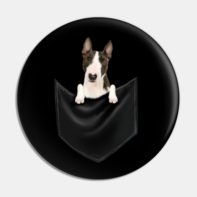 Bull Terrier dog inside Pocket, Funny Bull Terrier Lover Pin by logiamerch