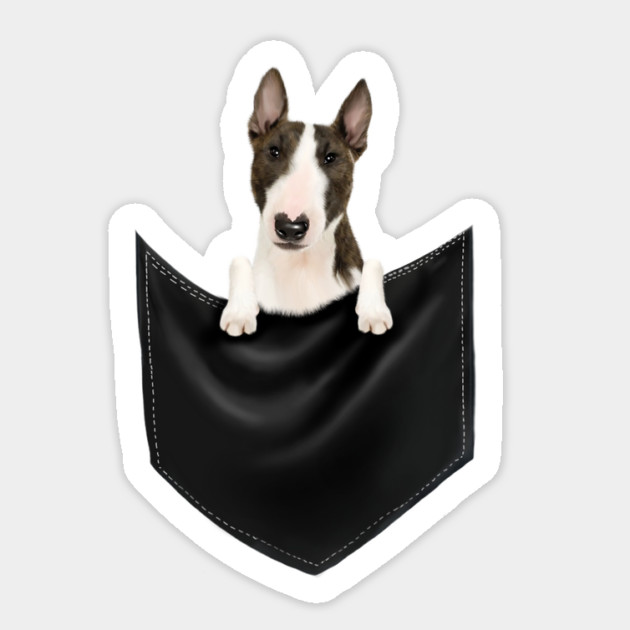 Bull Terrier dog inside Pocket, Funny Bull Terrier Lover Sticker by logiamerch