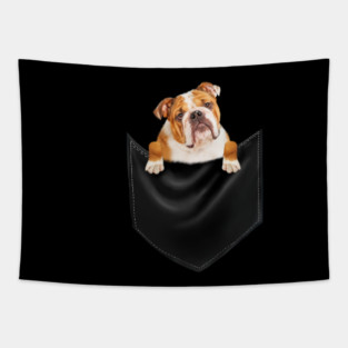 American Bulldog inside Pocket, Dog Lover Tapestry
