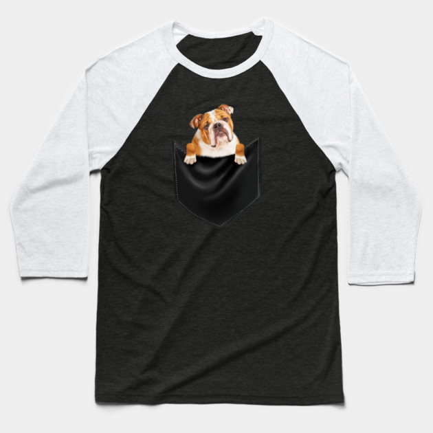 American Bulldog inside Pocket, Dog Lover Baseball T-Shirt by logiamerch
