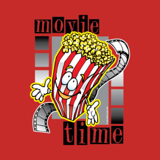 Movie Time Happy Popcorn Bag Cartoon T-Shirt