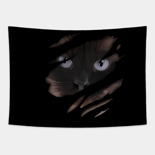 Cat tearing through, love Cats Tapestry by logiamerch