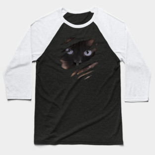Cat tearing through, love Cats Baseball T-Shirt