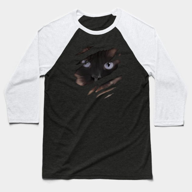Cat tearing through, love Cats Baseball T-Shirt by logiamerch