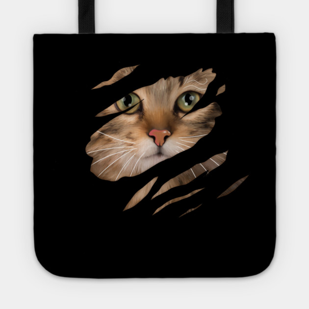 Cat tearing through, Love Cats Tote by logiamerch