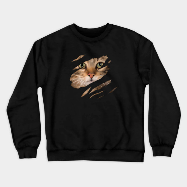 Cat tearing through, Love Cats Crewneck Sweatshirt by logiamerch