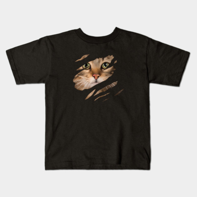 Cat tearing through, Love Cats Kids T-Shirt by logiamerch