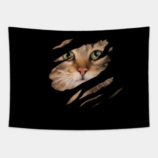 Cat tearing through, Love Cats Tapestry