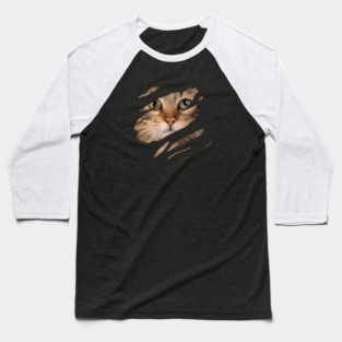 Cat tearing through, Love Cats Baseball T-Shirt