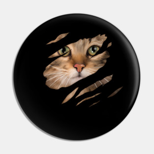 Cat tearing through, Love Cats Pin