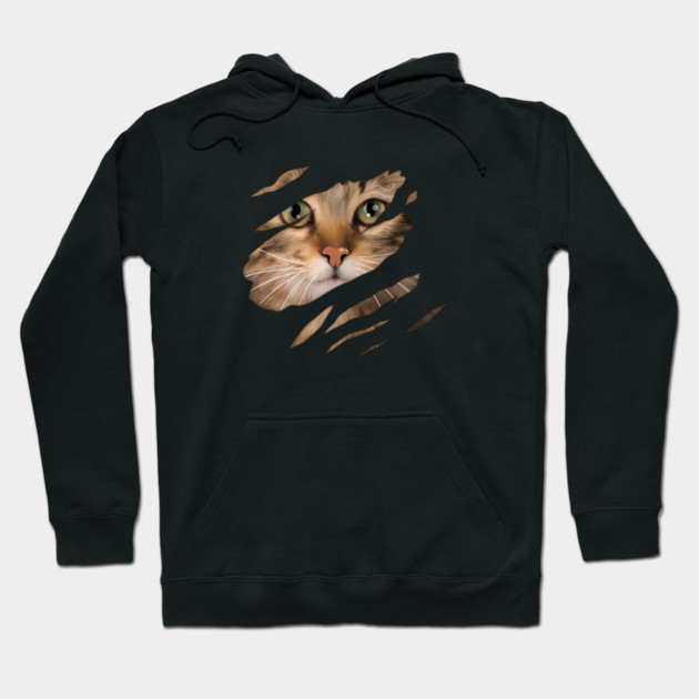 Cat tearing through, Love Cats Hoodie by logiamerch