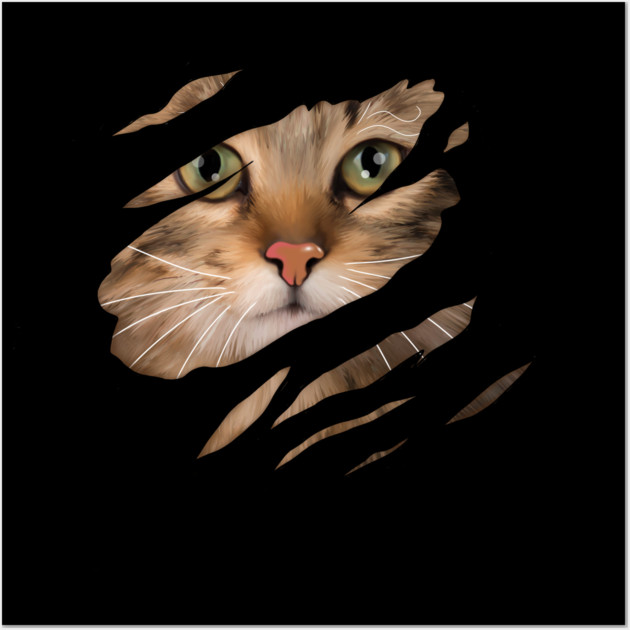 Cat tearing through, Love Cats Wall Art by logiamerch