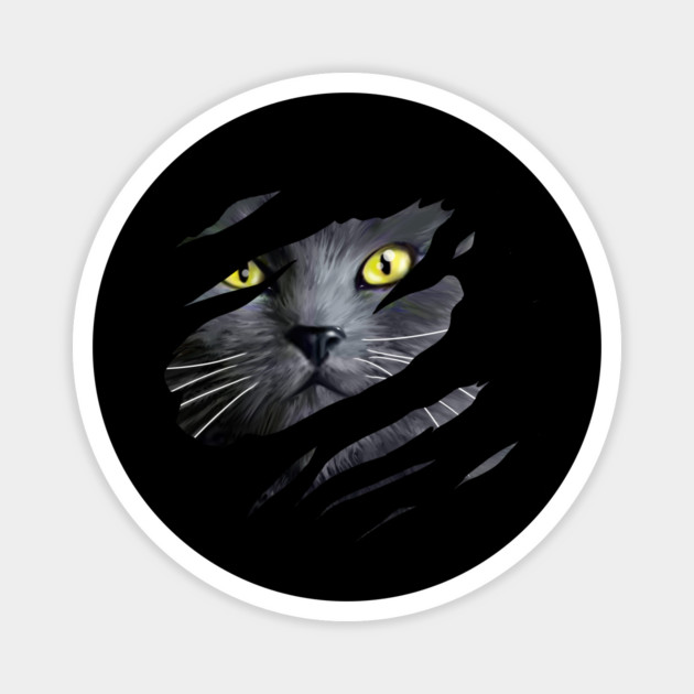 Grey Cat tearing through, Love Cats Magnet by logiamerch