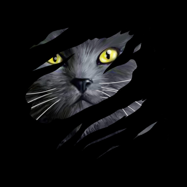 Grey Cat tearing through, Love Cats by logiamerch