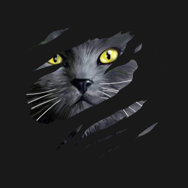 Grey Cat tearing through, Love Cats by logiamerch