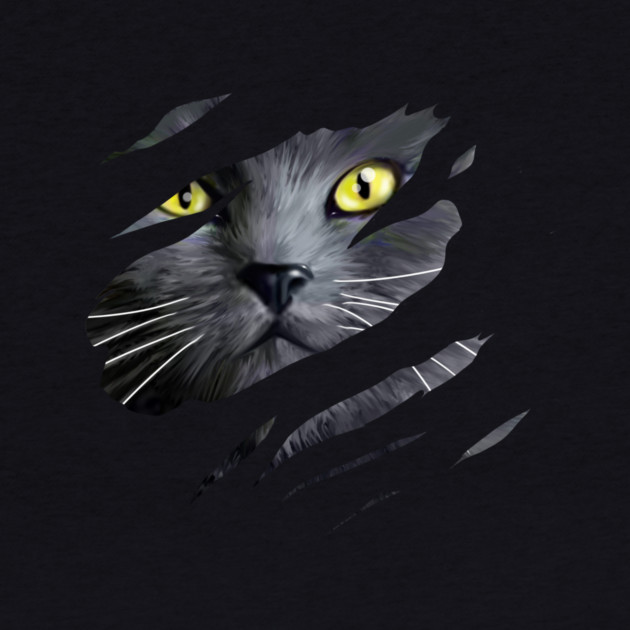 Grey Cat tearing through, Love Cats by logiamerch