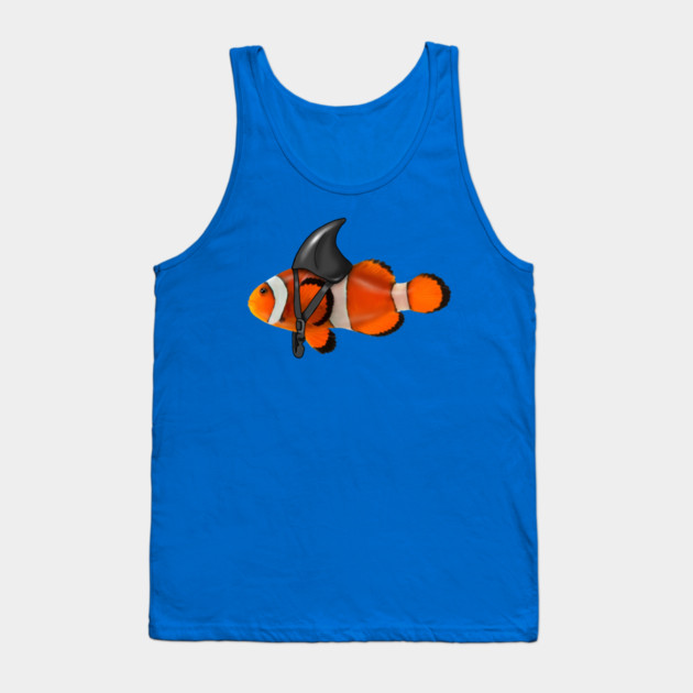 Clownfish, Shark Motivational, Funny Ocean Animal Tank Top by logiamerch