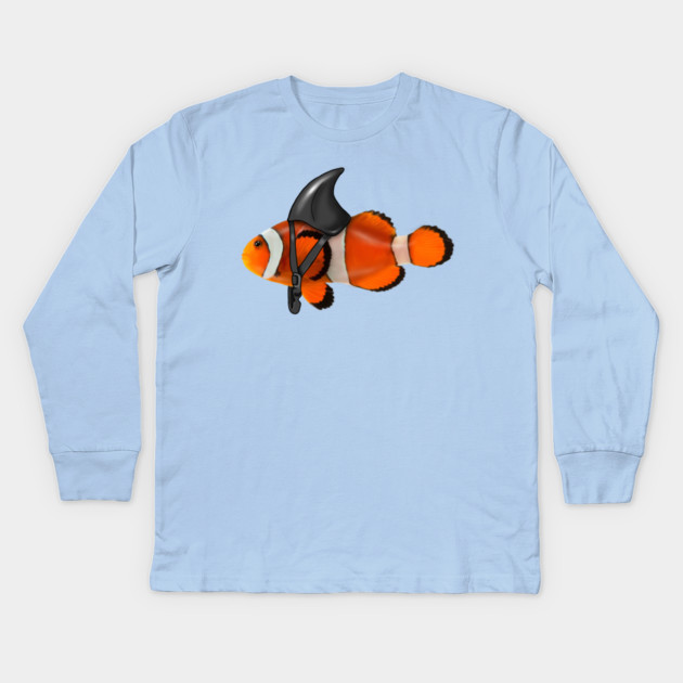 Clownfish, Shark Motivational, Funny Ocean Animal Kids Long Sleeve T-Shirt by logiamerch