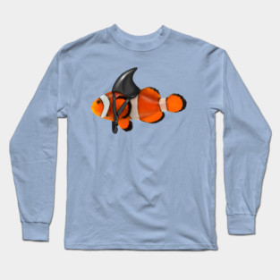 Clownfish, Shark Motivational, Funny Ocean Animal Long Sleeve T-Shirt
