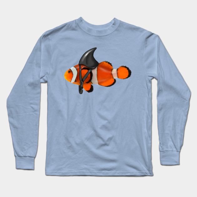 Clownfish, Shark Motivational, Funny Ocean Animal Long Sleeve T-Shirt by logiamerch
