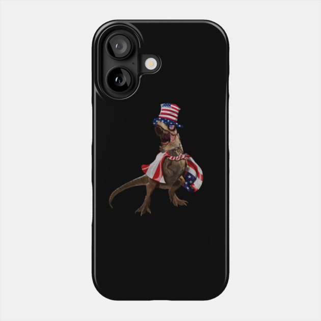 Funny T Rex Dinosaur, USA Flag, American Phone Case by logiamerch