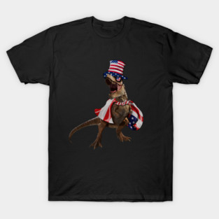 Funny T Rex Dinosaur, USA Flag, American T-Shirt