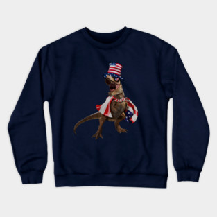 Funny T Rex Dinosaur, USA Flag, American Crewneck Sweatshirt