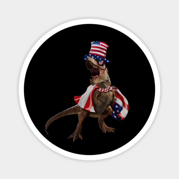 Funny T Rex Dinosaur, USA Flag, American Magnet by logiamerch