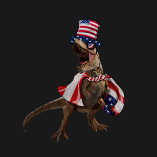 Funny T Rex Dinosaur, USA Flag, American T-Shirt