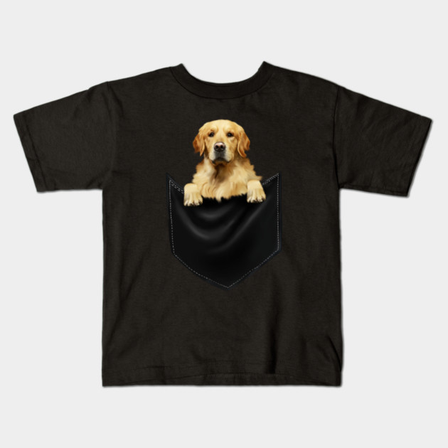 Golden Retriever Dog inside Pocket, Dog Lover Kids T-Shirt by logiamerch