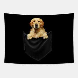 Golden Retriever Dog inside Pocket, Dog Lover Tapestry
