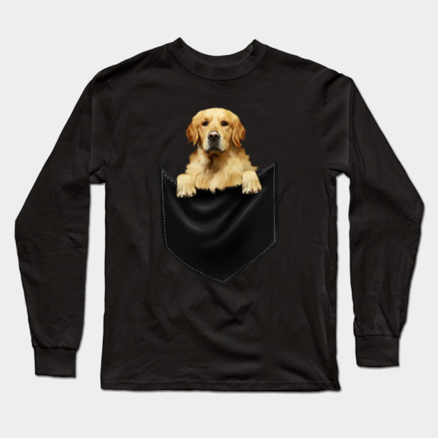 Golden Retriever Dog inside Pocket, Dog Lover Long Sleeve T-Shirt by logiamerch