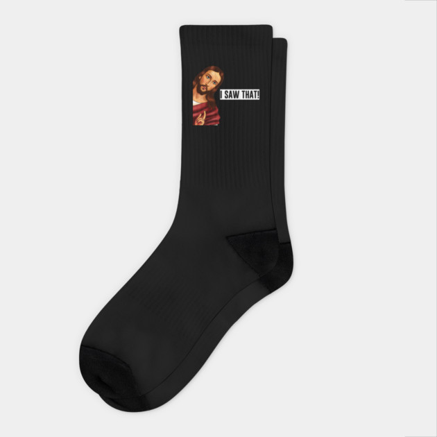 Jesus I saw that, Funny Christian Saying Socks by logiamerch