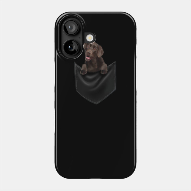 Brown labrador Retriever Dog inside Pocket, Lab Dog Love Phone Case by logiamerch