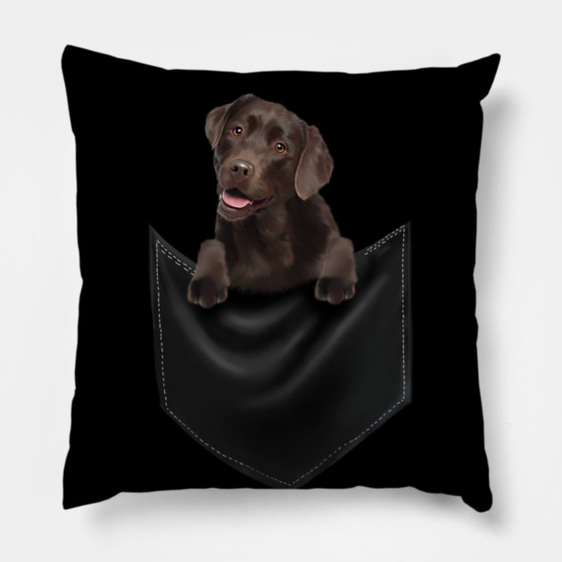 Brown labrador Retriever Dog inside Pocket, Lab Dog Love Pillow by logiamerch