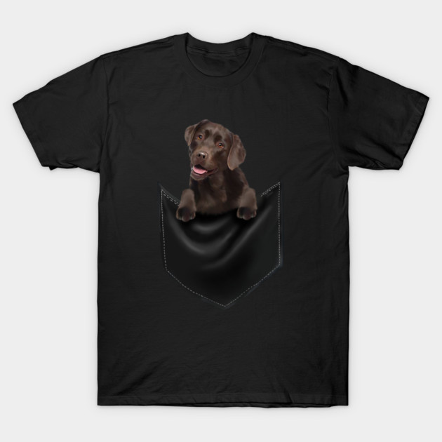 Brown labrador Retriever Dog inside Pocket, Lab Dog Love T-Shirt by logiamerch