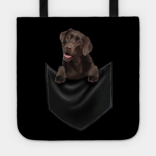Brown labrador Retriever Dog inside Pocket, Lab Dog Love Tote by logiamerch